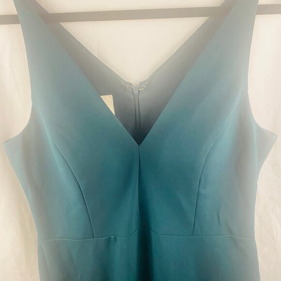 BHLDN Jones Crepe Dark Green V-Neck Maxi Formal Bridesmaid Dress Size 16 - Picture 11 of 11